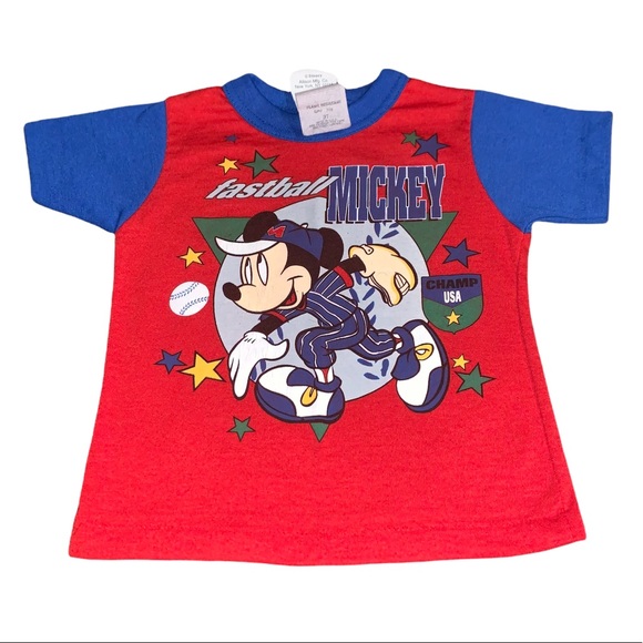 Vintage 90s Mickey Mouse Baseball Infant Single Stitch Shirt - Picture 1 of 4